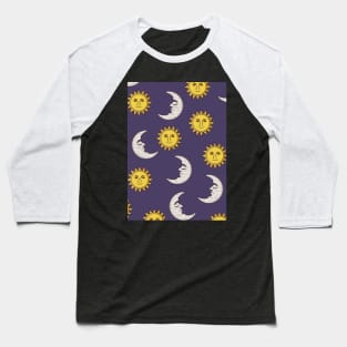 Moon and Sun pattern Baseball T-Shirt